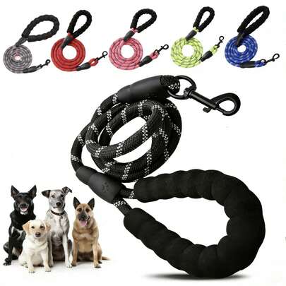 1pc Reflective Dog Leash, Durable Nylon Leash For Medium/Large Dogs, Adjustable Slip Lead Collar, Suitable For Walking, Training, Outdoor Activities