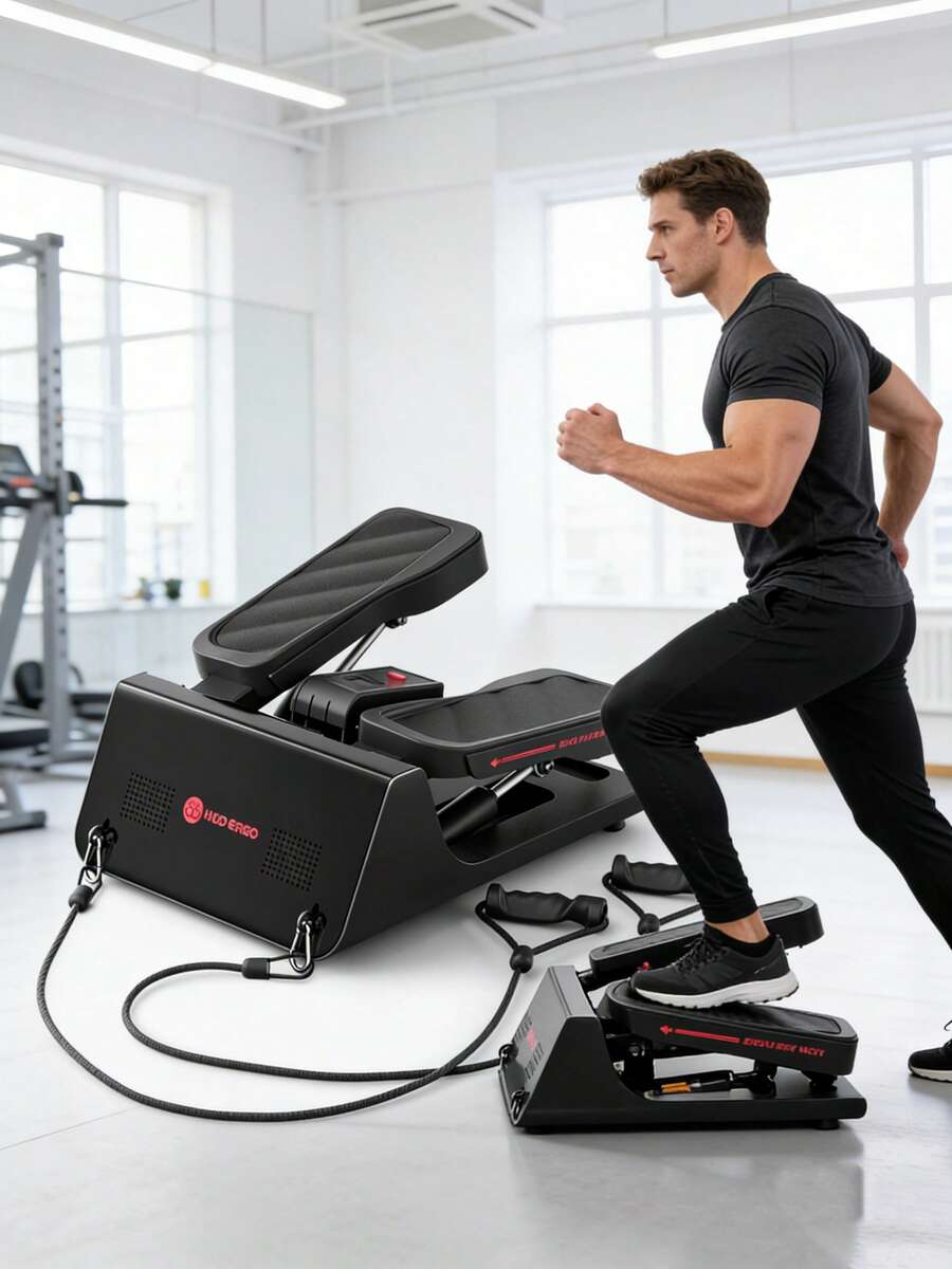 Mini Steppers With Resistance Bands,Steppers For Exercise At Home, ,Twist Stair Steppers For Exercise At Home, Portable Full Body Workout Stepper Machine Adjustable Foot Stepper For FitnessStair Stepper With 350LBS Loading Capacity, Hydraulic Fitness Stepper With LCD Monitor (Without Armrests) - màu đen - Xem 1