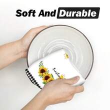 2/4 Pcs Sunflower Plaid Pattern Printed Super Absorbent Microfiber Dish Towels, Suitable For Cooking, Baking, Washing Dishes, Cleaning, Kitchen Decor, Gifts For Neighbors, Mothers, Birthdays, Housewarming For Friends, Kitchen Essentials, Daily Necessities - Multicolor - View 6
