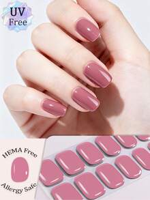 16片装UV免烫凝胶美甲贴，秋冬优雅柔美玫瑰粉水晶美甲贴纸，柔和白色，不挑肤色，保护天然指甲，低致敏性，适合女性和女孩日常通勤、约会、化妆、DIY时尚美甲用品