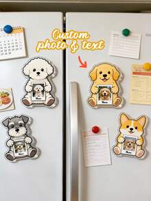 1pc Customized Pet Photo Refrigerator Magnet | Dog Souvenir | Acrylic Material | Pet Enthusiast Gift | Emotional Souvenir | Christmas And Birthday Gift Selection - Multicolor - View 1