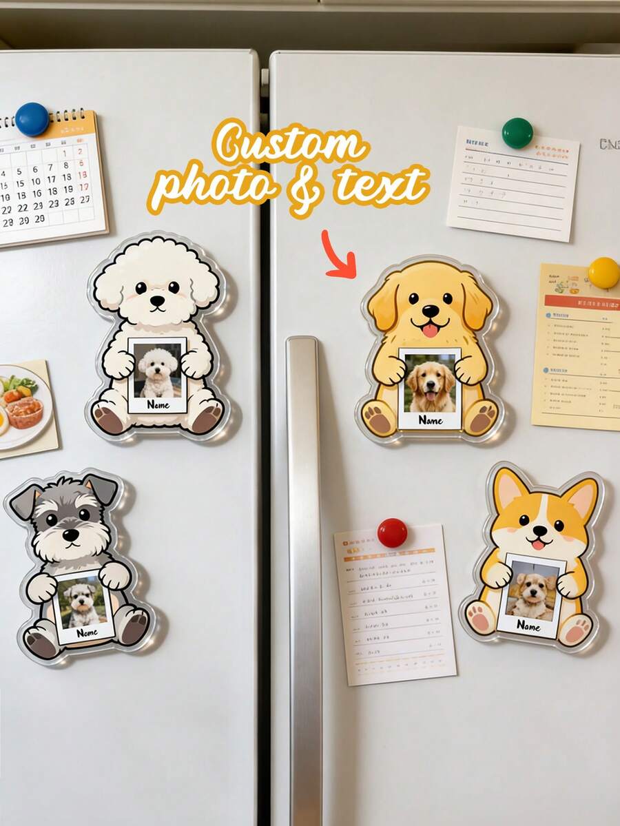 1pc Customized Pet Photo Refrigerator Magnet | Dog Souvenir | Acrylic Material | Pet Enthusiast Gift | Emotional Souvenir | Christmas And Birthday Gift Selection - Multicolor - View 1