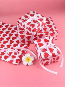 50张情人节红色心形包装纸，每张尺寸为19.7*13.6英寸，适用于情人节礼物、鲜花、礼品袋、瓶套、礼品盒、婚礼、周年纪念日和生日，也适用于DIY工艺礼品袋和婚礼派对装饰。 - 紅色 - 查看 3