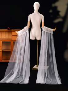 1 pièce Manche de robe en mousseline de soie noire semi-transparente et fluide, manche de robe longue et élégante pour soirée, mariage, représentation, défilé - Manches - Voir 8