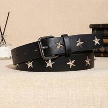 1pc Men's Black Y2K Punk Rivet Star Buckle Casual Jeans Belt, Versatile Accessory For Daily Wear - Black - View 6