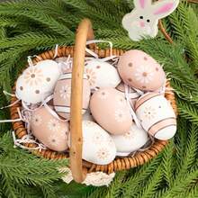 12pcs 6cm Plastic Easter Eggs Decorations - Unbreakable Hanging Easter Eggs, Suitable For Christmas Tree, Spring Festival Party, Colorful Fillable Decorative Eggs, Easter Baskets, Home And Garden Spring Display, DIY Craft Hanging Decor, Seasonal Easter Decorations