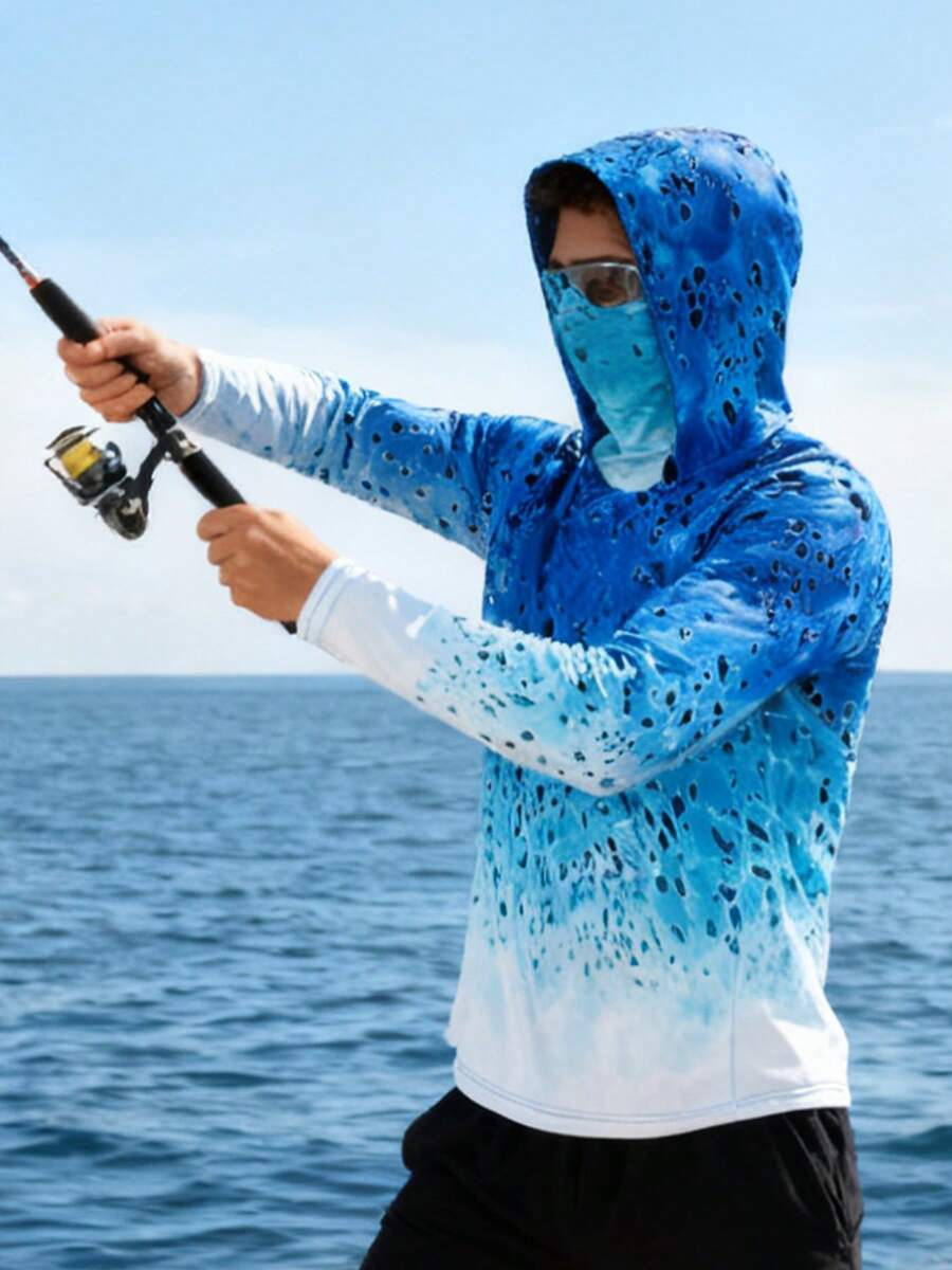 Fishing Hoodie Sailing Shirt Surfing Face Cover Neck Summer Men Hunting Jersey Fishing Shirt Fish Gear Beach Tops Wear Climbing Uniform Sports