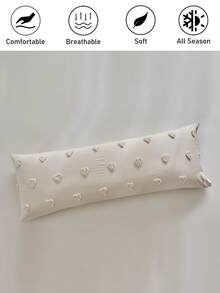 1pc Khaki Heart Pattern Tufted Textured Polyester Pillowcase, Cute Modern Long Pillow Sham For All Seasons, Decorative Pillowcase, Soft, Breathable, Machine Washable ( Without Insert ) - Khaki - View 2