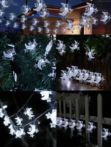 20/50/100pcs LED Solar Star & Moon String Lights - 8 Lighting Modes, Waterproof Fairy Lights, Outdoor Garden Lights, Suitable For Garden, Yard, Patio, Roof, Wedding, Festival, Party, Ramadan And Eid Decoration, Easter Decorative String Lights - Black - View 9