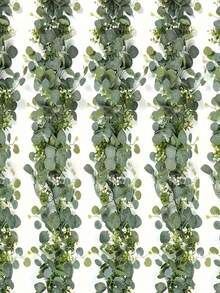 1pc 70.86 Inch Artificial Eucalyptus Wreath With White Flowers, Silver Dollar Eucalyptus Leaves And Gypsophila Floral Vines, Artificial Green Leaf Vines, Suitable For Couple Dates, Home Decor, Porch, All Season Celebrations, Wedding Backdrops, Party Walls, Fireplace Mantels, Decorative Hanging Greenery - Eucalyptus Leaf Cane - View 11