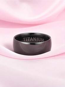 1 chiếc nhẫn thép không gỉ tối giản, unisex - màu đen - Xem 4