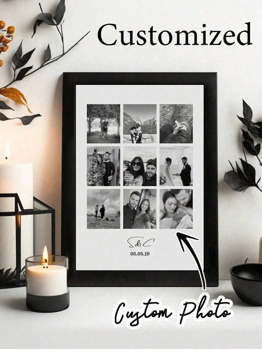 Customizable Simple Design Photo Frame, Desktop Or Wall-Mounted Frame, Room Decor Gift Idea, Suitable For Valentine's Day, Anniversary, Wedding, Living Room, Home, Birthday, Graduation Ceremony, 1 Piece, High Quality, Fashionable Customization, Personalized, Unique, Ideal Gift For Boyfriend/Girlfriend - Multicolor - View 1