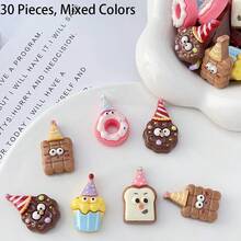 10/20/30pcs Cartoon Resin DIY Animal Donut Flat Back Scrapbooking Wedding Stickers Craft Jewelry Making Accessories Decorative Stickers - Random Mixed - Cartoon Cookies - View 18