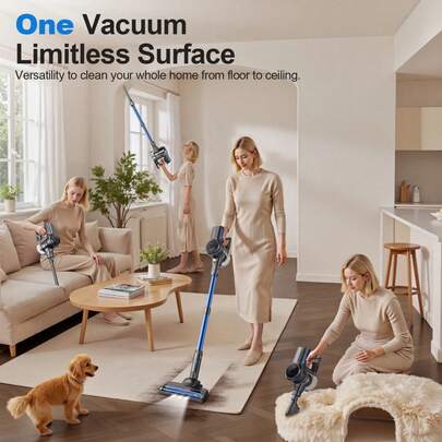  INSE S7P Scopa Elettrica Senza Fili - 60kPa/265W Aspirazione Potente, Autonomia 50 Min, Si Regge da Sola, Serbatoio 1.3L, Display LED, Sistema di Filtrazione a 7 Stadi