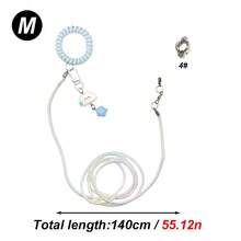 Conjunto de 1 guia de voo super elástica para papagaio com pulseira e pingente de desenho animado fofo, adequada para calopsitas, cacatuas, periquitos e outras aves de exterior, corda retrátil para caminhada de pássaros, sem argola para os pés, adequada para treinamento e soltura de pássaros em todas as estações do ano. - Multicolorido - Ver 20