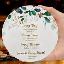 6件套木质杯垫，印有励志名言和花卉图案，适用于家居、咖啡馆、茶会——独特的基督教礼物，非常适合节日/生日/乔迁之喜，设计优雅，可选1套或31套。 - 白色 - 查看 4