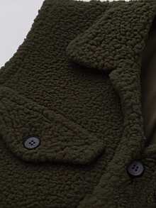 Cozy Teddy Sherpa Vest For Women - Longline Button-Up Winter Outerwear Women's Oversized Sherpa Vest - Soft Fleece Sleeveless Jacket (Winter Warm) Teddy Sherpa Sleeveless Coat - Women's Cozy Winter Layering Essential Chic Oversized Sherpa Vest - Women's Soft Fleece Button-Front Winter Top Cozy Teddy Sherpa Vest For Women - Winter Warm Sleeveless Outerwear Women's Soft Fleece Sherpa Vest - Oversized Button-Front Winter Layering Top - 黑色 - 查看 3