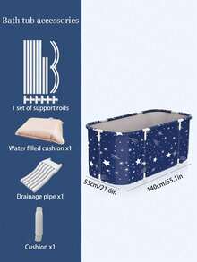 1个便携式现代折叠浴缸，高度隔热，配有充气靠背、坐垫和排水管（颜色随机），适用于冷热水疗法、桑拿和冰浴，可全身浸泡，耐用可折叠水疗浴缸，加厚设计，节省空间，易于存放，是家庭水疗和豪华浴室的理想之选，也是居家沐浴的完美选择。