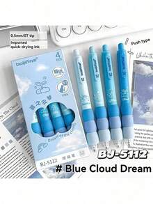 4pcs Ballpoint Pen, Cartoon Cute Ballpoint Pen, Aesthetic Stretch Pen, Soft Grip Pen, 0.5mm Black Ink Pen, Fine Tip Pen, Kawaii Stationery Pen, Office And School Pen Supplies - Multicolor - View 15