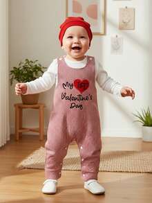 Conjunto de 3 piezas de primavera para bebés y niños pequeños, mono de manga larga con mono y sombrero, ropa sencilla para festivales de ocio, ideal para 0 a 18 meses. - Blanco - Ver 1