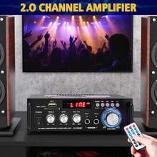 Stereo Audio Amplifier With A Maximum Power Of 600W, 2-Channel Bluetooth 5.0 Wireless Power Amplification System, Stereo Audio System For Home Theater With Inputs For Microphone, RCA, USB, SD Card And Remote Control. - đen - Xem 2