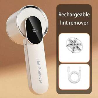 Wiederaufladbarer elektrischer Fussel-Entferner mit 6-Klingen, 3-Gang-Einstellung, digitaler Anzeige, Haushalts-Maschine zum Entfernen von Knötchen auf Kleidung, Couch, Möbeln, Schal