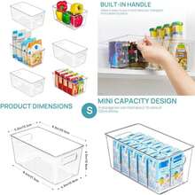 Vtopmart - Contenedores organizadores de despensa de plástico transparente, 6 contenedores de almacenamiento de alimentos con asa para refrigerador, refrigerador, gabinete, cocina, clóset ()(Pequeño) - Multicolor - Ver 2