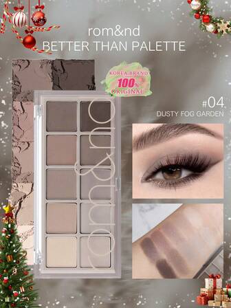 Rom&nd Romand Better Than Palette 04 Dusty Fog Garden ögonskuggspalett, naturliga nyanser för daglig makeup, lätt att blanda, livfulla färger, sammetsstruktur med matt och skimrande finish, hög pigmentering, långvarig, koreansk kosmetika, 8g/0.28oz
