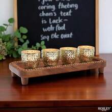 Hosley's Set of 6 -Gold Mercury Glass Votive Tea light Candle Holder 2.75". Ideal for Bridal weddings parties special events spa and aromatherapy - Oro envejecido - Ver 2