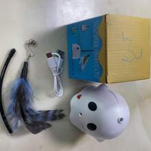 New Intelligent Cat Teaser Toy, Slouchy Person Cat Toy With Feather, Self-Entertaining Cat Toy To Stimulate Chasing Fun, Made Of Durable Material, Automatically Turns 360° To Avoid Obstacles