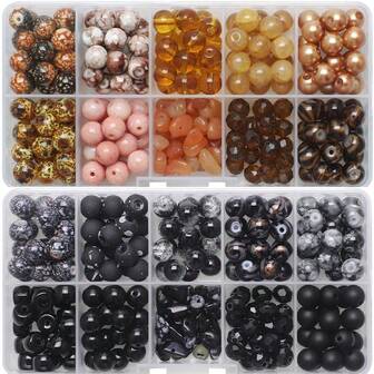 1 caja de 200 piezas, set de 10 cuentas de vidrio de colores surtidos, adecuado para hacer joyería de mujer, encantos de teléfono, colgantes de bolso, llaveros, decoraciones de coche, colgantes, regalos navideños, regalos de cumpleaños