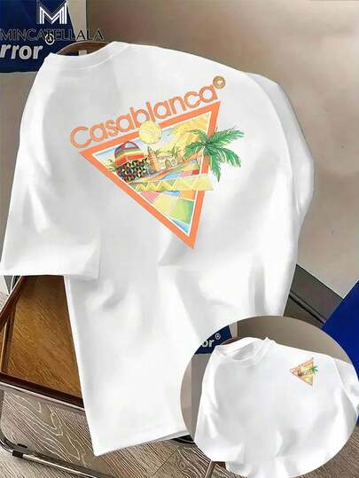 Tennis Club Orange Triangle,Men's T-Shirt, Men's Winter Clothing, Crew Neck Casual Fashion, Suitable For Outings Or Weekend Vacations, Unisex