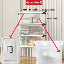 4个透明塑料收纳盒，带盖 | 5种尺寸可堆叠收纳盒，适用于衣柜、厨房、办公室、玩具和浴室 | 耐用透明收纳箱，适用于家庭、车库和食品储藏室 - 透明 - 查看 12