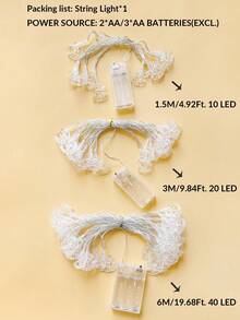 1串星月LED灯串，10/20/40颗LED灯珠，电池供电，适用于室内卧室墙面装饰、庆典装饰星光灯、经典风格、婚礼派对装饰月亮灯、户外星月仙女灯