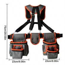 Multifunctional Adjustable Professional Tool Belts Bag With Suspenders Workers - Grey - View 2