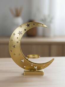 1个金属铁艺开斋节烛台，现代欧式风格新月形烛台装饰，桌面家居装饰，带星星、月亮、灯笼装饰，适合斋月和开斋节使用。 - 彩色 - 查看 18