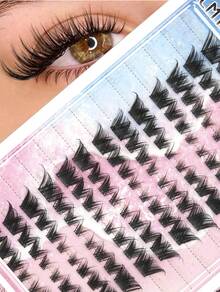 104pcs Cluster False Eyelashes For Elongated Outer Eye Effect, Natural Look Fox Eyes, Curled Design, Transparent Invisible Lash Band, Suitable For Cosplay And Western Style - Lông mi cáo - Xem 6