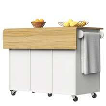 Dining Trolley, Kitchen Trolley, Removable Dining Trolley With Worktop, Towel Rack And Spice Rack, Adjustable Dividers, Buffet Cabinet, Kitchen Cabinets, Tabletop With Wood Grain, White - White - View 7