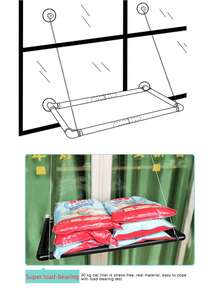 Foldable Cat Hammock, Suction Cup Hanging Cat Bed, Patchwork Design Cat Nest, 4-Season Pet Bed, Suction Cup Suspended Cat Hammock, Foldable Window Sill Cat Bed, Cat Sunbathing Hanging Bed, Balcony Cat Nest, Suction Cup Glass Cat Bed - one-size - View 6