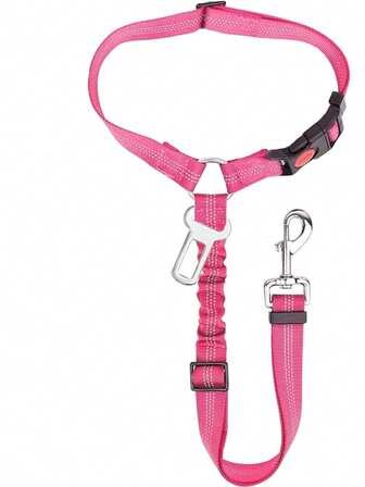 1ชิ้น สายรัดสุนัขในรถแบบยืดหดได้, เข็มขัดนิรภัยสำหรับสัตว์เลี้ยงในรถยนต์แบบปรับได้ 3-In-1 พร้อม Elastic Bungee Buffer, สายจูงในรถสำหรับสุนัขแบบทนทานและใช้งานหนัก