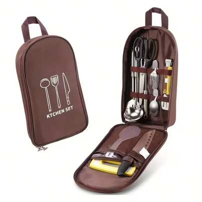 Durable Nylon Portable Kitchen Utensil Storage Bag, Suitable For Camping, Barbecue And Travel - Fashionable Storage For Spatulas, Ladles And Other Kitchenware! Outdoor Tableware Storage Bag, Picnic Storage Bag, Camping Tool Bag, Kitchen Storage, Camping Storage, Camping Accessories, Durable Large Capacity, Handheld, Convenient To Carry, Suitable For Camping Supplies, Kitchen Accessories, Barbecue Tools, Hiking, Adventure, Travel Storage, Party Dining, Home Storage, Outdoor Activities, Camp Kitchen Supplies, Personalized Gifts