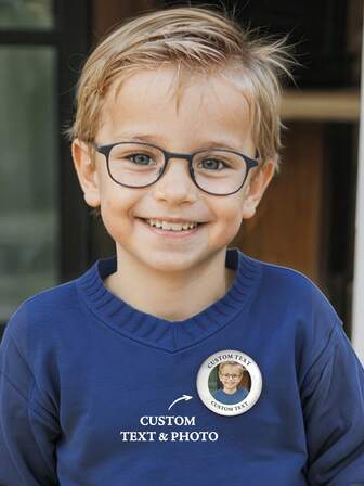 1pc Personalized Memorial Button Pins, Child Growth With Custom Picture And Text, Custom Photo Brooch, Custom Button Badge Pin, Custom Gift Use Your Own Image, Personalized Pin Badge