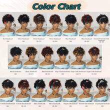 二合一非洲蓬松卷曲发带假发，带刘海，黑色/棕色/金色，女士合成半头假发 - 彩色 - 查看 8