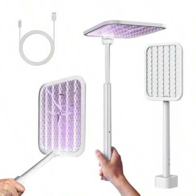 Zamus Raqueta Mosquitos Raqueta Electrica para Mosquitos Recargable USB con Batería Recargable de 1200 mAh Rotación de 180 Grados para Cocina Jardín Terraza