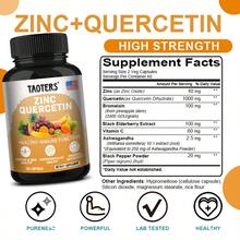 Taoters Zinc Quercetin Dietary Supplement With Black Elderberry, Bromelain, Vitamin C, 120 Capsules - 1瓶 - 查看 2