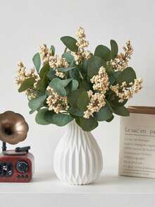 1-Piece Modern Geometric Diamond Cut White Vase For Floral Arrangement, Home Decor Table Centerpiece, Nordic Ins Style Aesthetic, Decorative Vase For Living Room, Flower Display Gift Idea, Minimalist Interior Design, Scandinavian Decor, Ins Fashion Vase, Wedding Housewarming Present - Multicolor - View 5