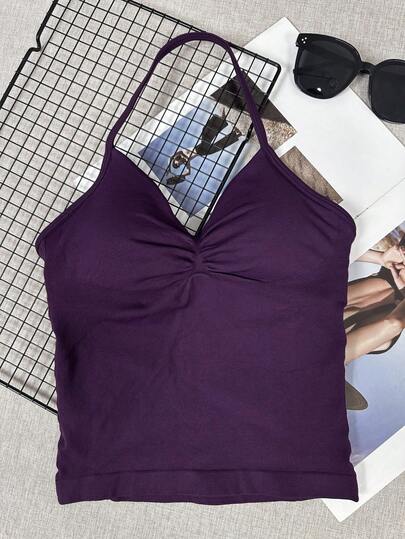 Women's Yoga Sports Bra Sleeveless Cropped Activewear Top, Elastic Fitness Workout Tank Top, Breathable