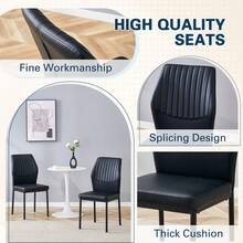 Modern Dining Chairs Set Of 6, Kitchen Modern Metal Chairs With Faux PU Leather Padded Seat High Back And Sturdy Gold Legs, Chairs For Dining Room, Kitchen, Living Room, Living Room, Office,  Bedroom, Kitchen, Apartment, Easy To Clean, Easy To Assembly, Home Decor - 黑色 - 查看 3