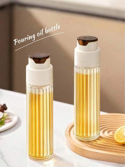 1pc Glass Oil Bottle, Kitchen Oil Container, Large Capacity Oil Dispenser, Sauce/Vinegar Seasoning Bottle, Leak-Proof Oil Can
