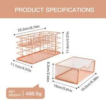 Iron Storage Basket Desktop Snack Fruit Storage Basket Cosmetic Mask Books Storage Box Household Sundries Storage Kitchen Storage - Champagne - View 5